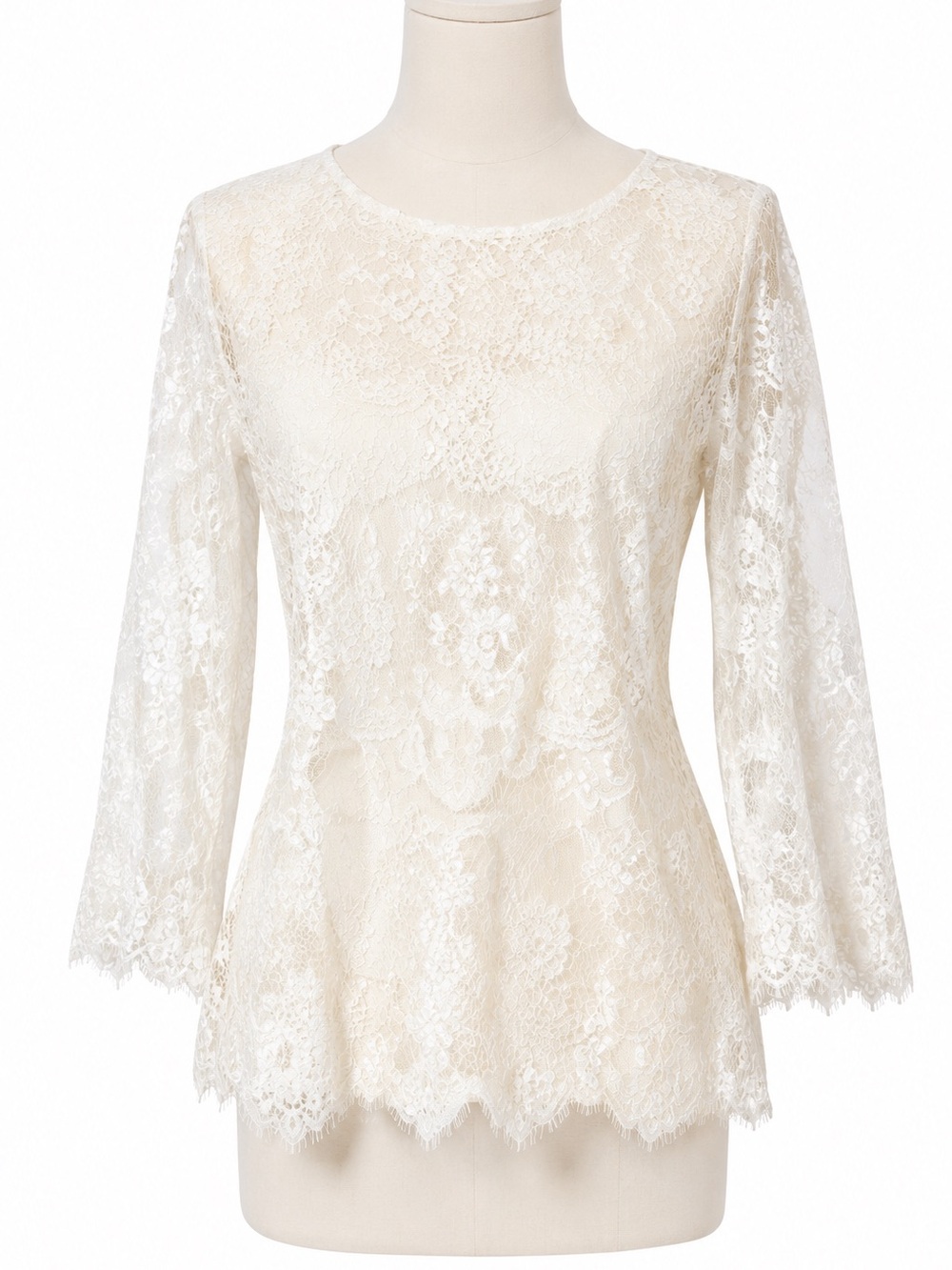 Kirra Ivory Lace Blouse Medium Romantic Boho Bell Sleeve Cottagecore Y2K Top
